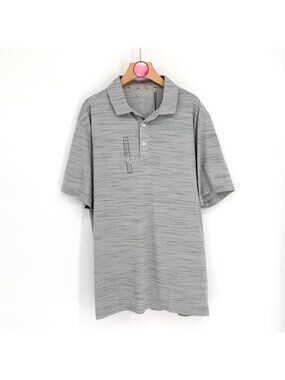 NWT Walter Hagen P11 Striation Pique Polo Crisp White Monument Grey Men’s Large